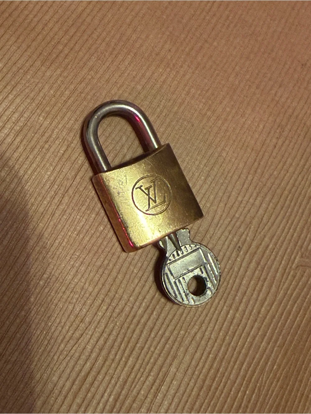 Rare Louis Vuitton Gold Tone Padlock with Key - 200 series